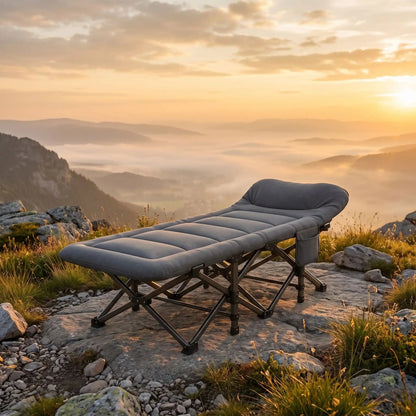 Lit de Camp Pliable | Oreiller Intégré - Camping Aventurier