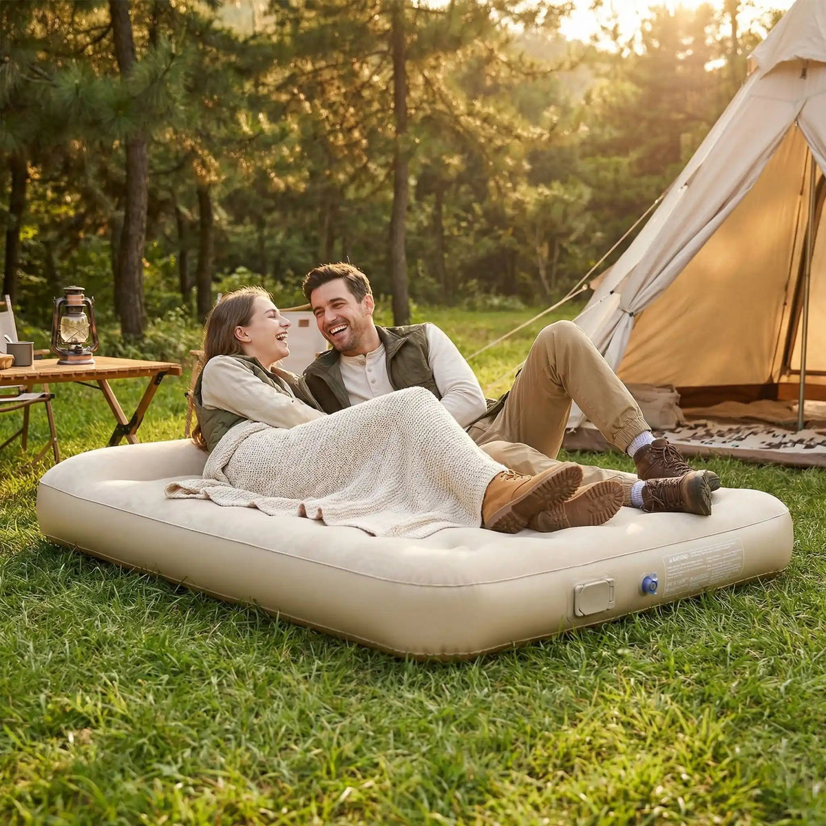 Matelas gonflable deux personnes | Auto - gonflant - Camping Aventurier