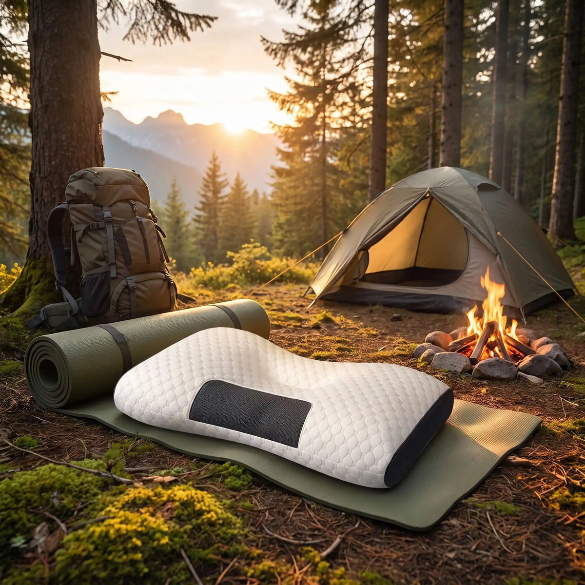 Oreiller de Camping | Confort Cervical & Soutien Ergonomique - Camping Aventurier