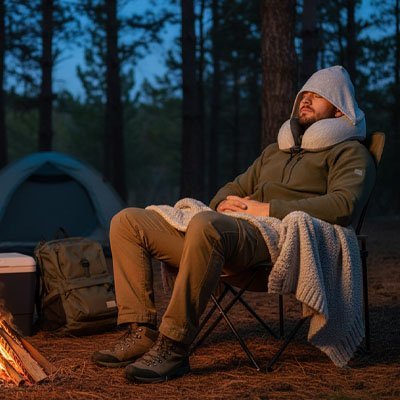 Oreiller de voyage | Confort premium avec capuche - Camping Aventurier