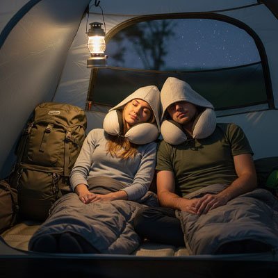 Oreiller de voyage | Confort premium avec capuche - Camping Aventurier
