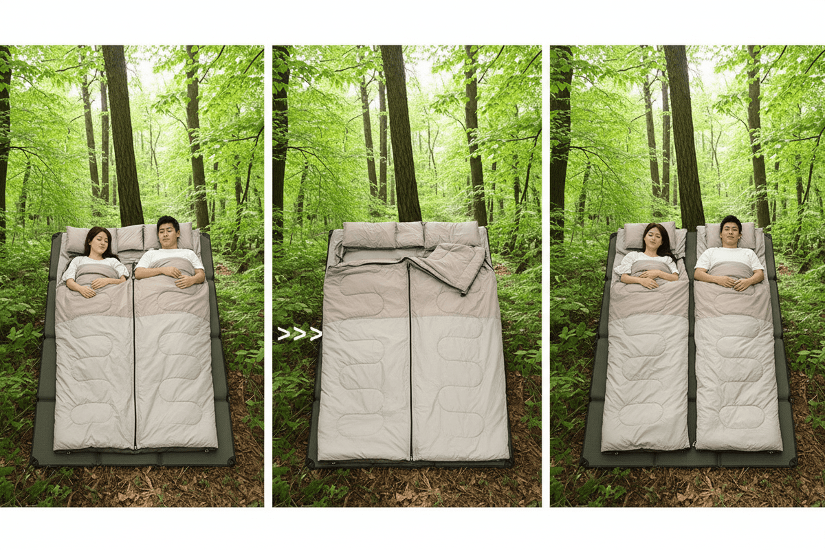 Sac de Couchage 2 saisons |Double Convertible – Printemps - Été - Camping Aventurier
